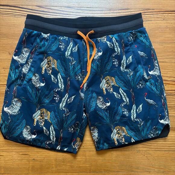 Maison Article blue tiger foliage double lined mens drawstring shorts SIZE XL - Picture 4 of 5